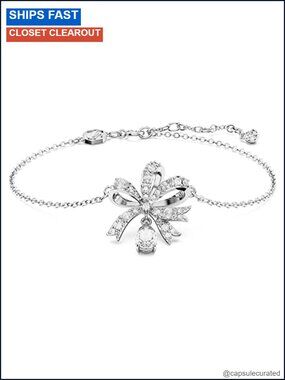 Swarovski Volta Crystal Bow Bracelet Rhodium Finish Adjustable
